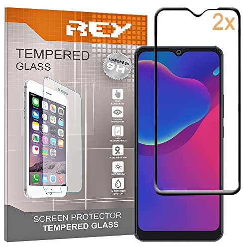 REY 2X Protector de Pantalla Curvo 3D para ZTE Blade V2021 5G - Blade A71 - Blade A51, Negro, Protección Completa, 3D / 4D / 5D