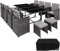 tectake Gartenlounge Set, Polyrattan Gartenmöbel Set, 8+4+1 Sitzgruppe, 8 Stühle 4 Hocker 1 Tisch, Balkon Möbel als Würfel verstaubar, für Garten, Balkon, Terrasse - grau/hellgrau