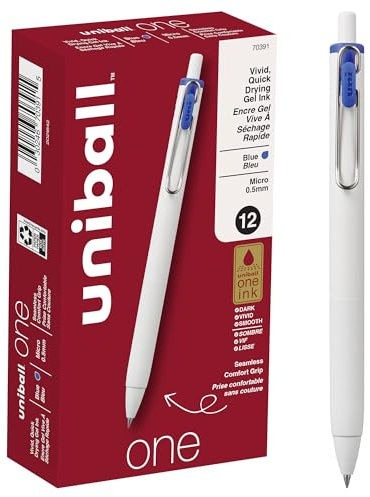 uni-ball Ein einziehbarer Gelschreiber, Mikrospitze (0,5 mm), blaue Tinte, 12 Stück