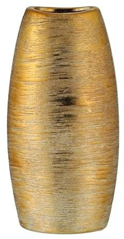 Brandsseller Elegante Goldene Keramikvase – 25x12x6 cm – Luxuriöses Design, Vielseitige Dekoration für Zuhause – Zeitlose ovale Blumenvase
