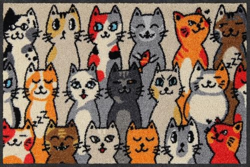 Salonloewe Minimatte Kitty People I Schmutzfangmatte & Fußabtreter für Innen 50 x 75 cm