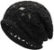 ZLYC Damen-Beanie, Häkelnadel, Schwarz, Einheitsgröße