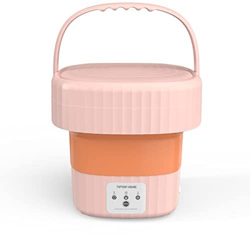 Mini Machine à Laver, Cuve à Linge Pliable de 6L Portable, Petite machine à laver pour les vêtements de bébé, les sous-vêtements ou les petits articles, Plat, Dortoir, Camping, VR Travel Laundry, Rose