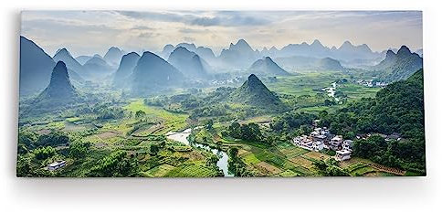Paul Sinus Wandbild 120x50cm Guilin China Berglandschaft Karsthügel Fluss Natur