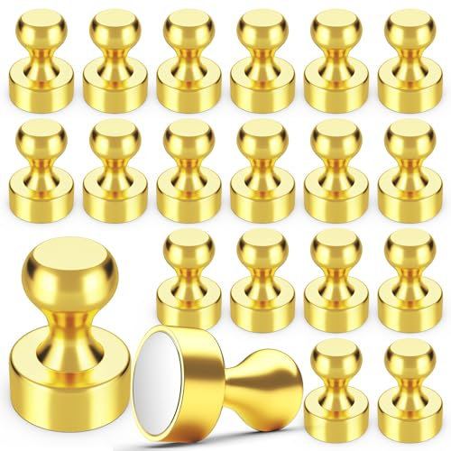 20Pcs Gold Refrigerator Magnets, Strong Magnets for Whiteboard, Magnets Fridge, Fridge Magnets Adults, Small Strong Magnets for Kitchen, Office, Classroom, Locker