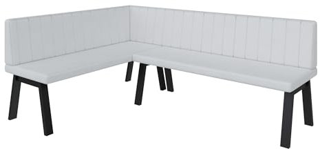 FURNISTAR Eckbank Akiko Metal A - Eckbankgruppe für Ihrem Esszimmer, Küche modern, Sitzecke, Essecke. Perfekt für Küche, Büro und Rezeption. Solide und Starke Verarbeitung. (142x196-Links-Soft17)
