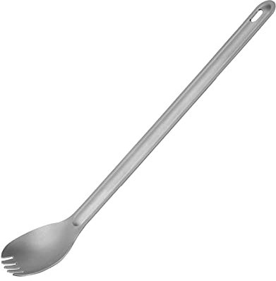 Titanium Long Handle Spork and Spoon, Lightweight Metal Cutlery Utensil Compact Portable Flatware Picnic Tableware for Camping Outdoor Backpacking Hiking