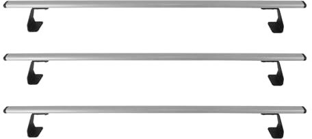 OMAC Dachträger Grundtäger kompatibel mit VW T5 Caravelle 2003-2015 Stahl 75kg Silber 3tlg Fixpunkte für Fahrradträger, Dachboxen, Skiträger