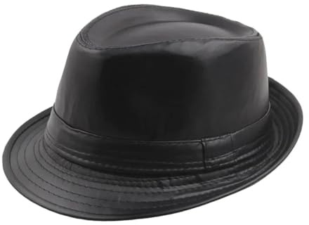 FULUJIDI Fedora Trilby Filzhut Hut Pu-Leder Outdoor-Freizeit Herren Jazz Hut Für Männer Panama Hut