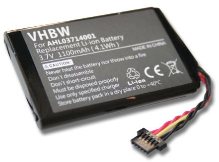 vhbw 1x Batterie Remplacement pour Tomtom VF1A, HM9440232488, AHL03711012 pour GPS, Appareil de Navigation (1100mAh, 3,7V, Li-ION)