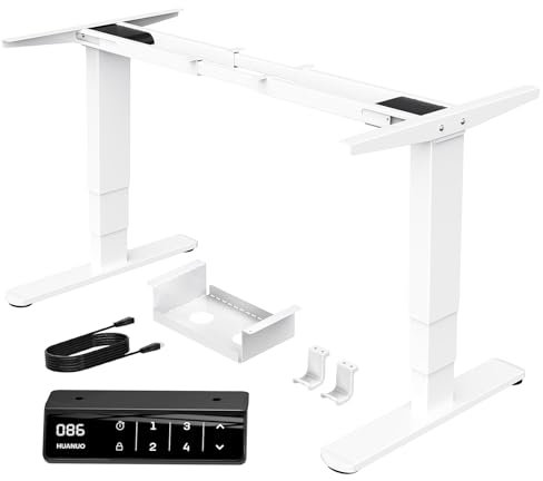 HUANUO 3-stufig Höhenverstellbarer Schreibtisch Gestell mit Zwei Motoren,Tischbeine Höhenverstellbar für Heim & Büro, Heavy Duty Stahl,120kg Tragkraft,Memory Controller, nur Gestell