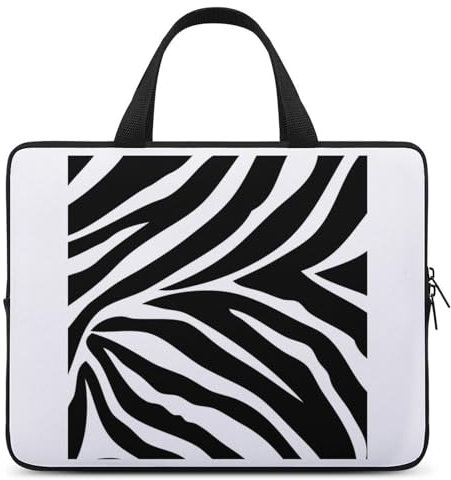 JZemdybill 17inch Laptop Case, Black Zebra Laptop Sleeve, Laptop Bag with Handle