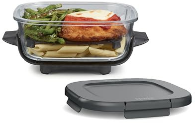 Ninja 6 Cup TempWare Glass Container with Leak-Proof Storage lid, Compatible Crispi Portable Cooking System, Microwave, Freezer and Dishwasher Safe, PFAS Free Glass Cooking Surface
