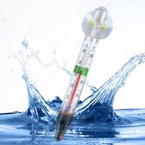 Schwimmendes Aquarium Thermometer mit Saugnapf, Präziser Wassertemperaturmesser für Fischbecken und Terrarien, Leicht ablesbare Skala