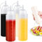 4 Stück Squeeze Flaschen 350ml Plastik Quetschflasche Mit Kappen,Saucenflasche mit Diskreten Messungen,Transparent Squeeze Flasche,Dosierflasche für Ketchup,Heiße Soßen, Grill, Salatsaucen, Olivenöl
