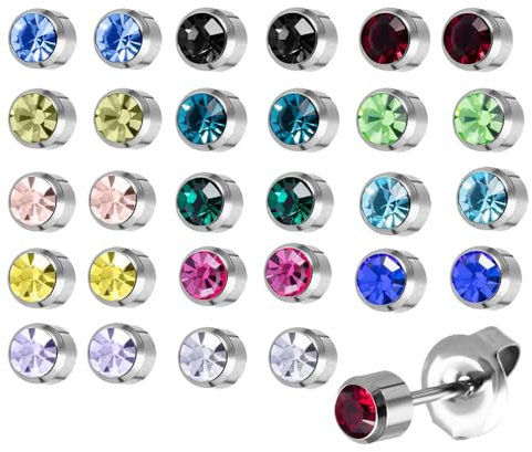 14 Paar ohrstecker bunt, ohrstecker chirurgenstahl für Damen Mädchen, kleine ohrringe, Mehrfarbige Runde