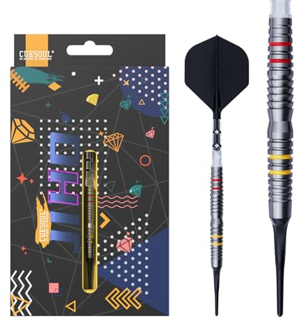 CUESOUL JIHO D1 bis D4 (18 g/19 g/20 g) Softdart-Set mit 90% Wolfram und vereinigendem ROST T19 Flight