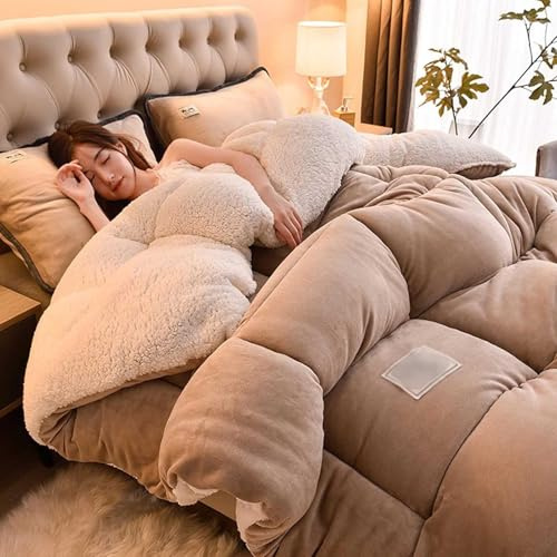 MTHGH Bettdecken Steppdecke Ohne Bezug Nutzbar Schlafdecke Winter Daunendecke Winterdecke Extra Warm Federbettdecke Weiche Dicker Lamm-Kaschmir Winterdecke(#3,150x200cm/2kg)