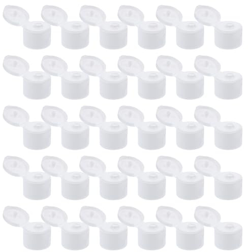 Beavorty Bouchons à Pousser-Tirer pour Bouteilles d'eau de Sport 28/410 en Plastique Blanc 50 Pièces, Couvercles Réutilisables Anti-Fuite, Remplacement Étanche pour Bouteilles d'eau