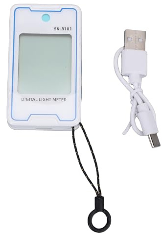 ZASCHMOY Mini-Digital-Lichtmessgerät, Lux-Messgerät, Beleuchtungsstärkemessgerät mit Temperatur- und Luftfeuchtigkeitsanzeige, Automatische Abschaltung, Datenspeicherung, 0,1–999900 (SK-8101)