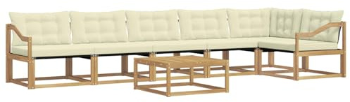 vidaXL Outdoor-Sofagarnitur 7 pcs Weiß und Creme 79 x 79 x 37 cm, Garten Sofa für draußen, modernes Lounge Set, langlebige Möbel für die Terrasse, bequemes Sitzen