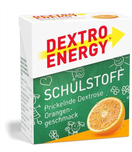 DEXTRO ENERGY SCHULSTOFF ORANGE - 50 g (1 Stück) - Traubenzucker für jede Prüfung, schnell verfügbare Kohlenhydrate, perfekt zu portionieren
