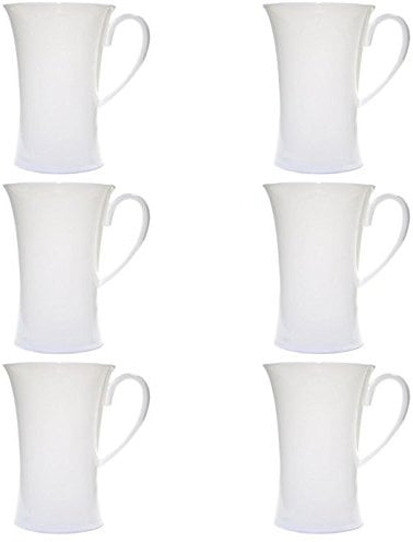 Bone China Set of 6 White Tall Waisted Beakers/Mugs