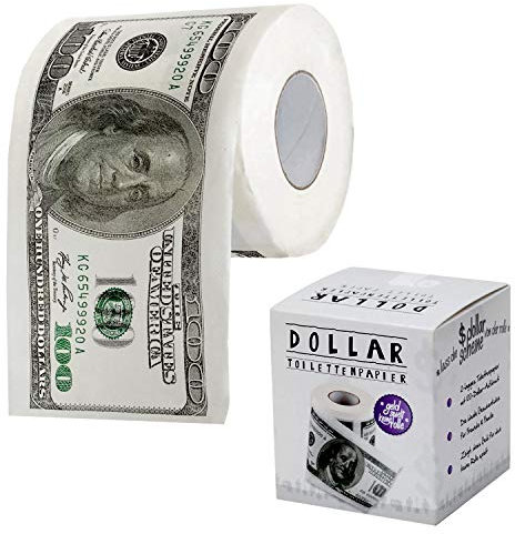 Papel higiénico en dólares estadounidenses Papel higiénico Artículo de broma sobre papel higiénico en dólares estadounidenses en caja de regalo (dólar)