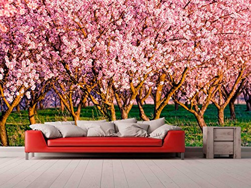 Papier peint photo en vinyle et papier peint pour arbres en fleur, Panneau Mural Déco Chambre, Salle à manger, Salon. 350x250cm