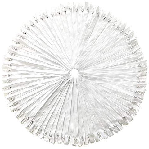 DOITEM Reißverschluss Nylon Reißverschlüsse, 20cm lang, 2.5cm breit für Kleidung Tasche Mäppchen Kissenbezug, 100 Stück, Weiß