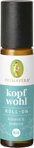 PRIMAVERA Kopfwohl Roll-On bio - klärend & lindernd bei Kopfschmerzen - mit 100% naturreinen ätherischen Ölen - Pfefferminzwasser- & öl - vegan