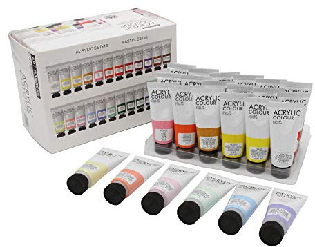 Acryl Farbset 24 Künstlerfarben je 22ml, in Grundfarben, Pastellfarben, zum Malen auf Leinwand