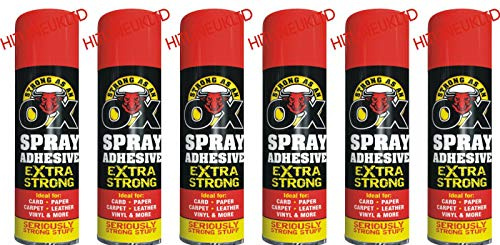 Spray Adhesive Carpet Glue Spray for Multi Use Card Paper Carpet Foam Fabric Can by Rapide (6 X 500ml)