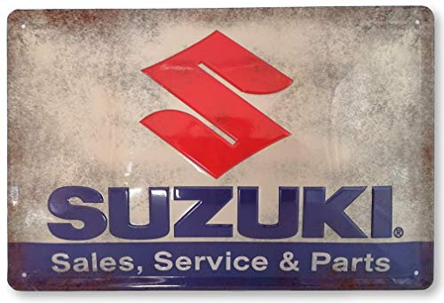 Plaque en tôle style rétro - Idéale pour les fans de Suzuki - Décoration de garage - 30 x 20 cm