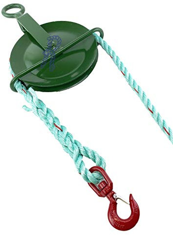 20mm Polysteel Gin Wheel Rope x 15 Metres Complete with Gin Wheel & 1T Swivel Hook