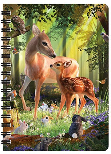 3D LiveLife Jotter - Hirsch im Morgengrauen von Deluxebase. Linsenförmiges 3D Forest A6 Spiralblock. Ein liniertes Notizbuch mit Kunstwerken, lizenziert vom bekannten Künstler David Penfound