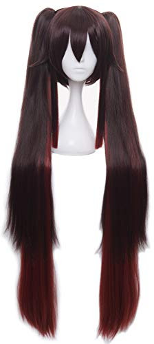 HIROAKIYA Hu Tao Wig, Genshin Impact Hu Tao Cosplay Wig Clip Ponytails with Wig Cap