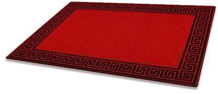 Prime Linens Super Absorbent Door Mat Non Slip - Heavy Duty Washable Doormats Floor Mats For Kitchen Office Chair Front Door Matt Indoor Outdoor | 40 X 60 cm - Greekey Red & Black