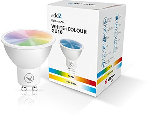 HOMEPILOT Rademacher addZ White + Colour GU10 LED, 4,8 W, kompatibel mit Amazon Alexa, RGBW 16 Mio. Farben, dimmbar z.B. via Smart Home, Typ: 8438 Nachfolgemodell verfügbar