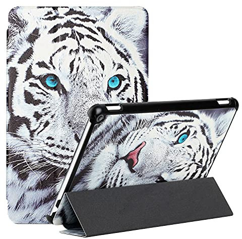MadBee Tableta Funda para All-New Amazon Fire HD 10/HD 10 Plus (11th Generation, 2021), Súper Delgada y Ligera Carcasa con Función de Soporte Triple Plegable [Auto-Reposo/Activación] (Tigre)