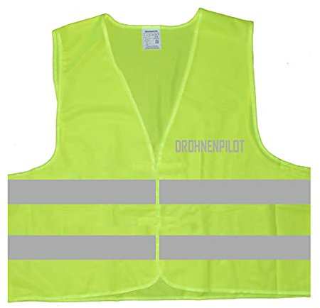 Mister Warnwesto Warnweste - Signalweste - Drohnenpilot - Warnweste mit reflektierendem Aufdruck - Größe S/M, gelb