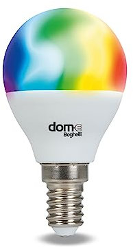 Beghelli - Lampadina LED Alexa Smart SFERA E14 5W RGB-CCT WiFi, Compatibile con App, Domotica Facile, Controllo Vocale, Regolazione Colori, Luce Calda e Fredda, Bianco, 1 Unità