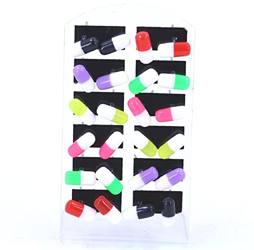 12 Paar Süße Korea Design Doppelte Farben Gelee Pille Form Ohrringe Harz Ohrstecker Eiser Stick