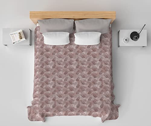 HomeLife Copriletto Matrimoniale Estivo Cotone Made In Italy [260x280] | Coperta Cotone Leggera Letto Matrimoniale | Copri Letto due Piazze Traspirante Fantasia Foglie Colorate | Rosa