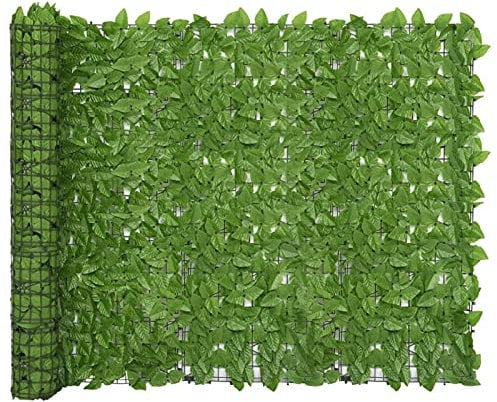 Catherinol Balkon-Sichtschutz, Seitenmarkise, Windschutz Terrasse, Windschutz, Sichtschutz Balkon Ohne Bohren, Balkonschutz, mit Grünen Blättern 300x150 cm