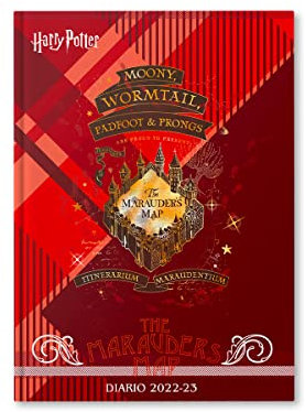 Harry Potter Schulplaner 2022-2023, 10 Monate, Sett 22 - Jun 23, Wizarding World mit Sticker, 320 Seiten, Hartcover, 13 x 17,7 cm, Kartencover Malandriner