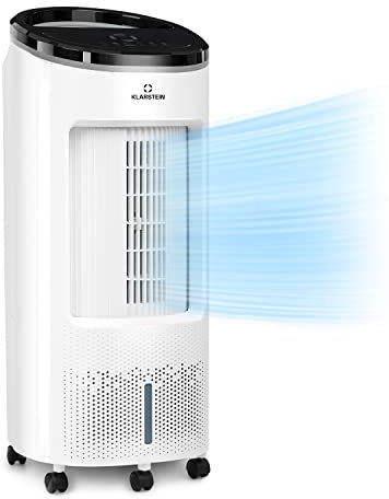 Klarstein Portable Air Cooler, 4-In-1 Evaporative Air Coolers for Home, Silent AC with Night Mode, Humidifier, Ventilator, Smart App, and Small Water Cooler, Ice Fan AC Unit w/c Room Air Flow