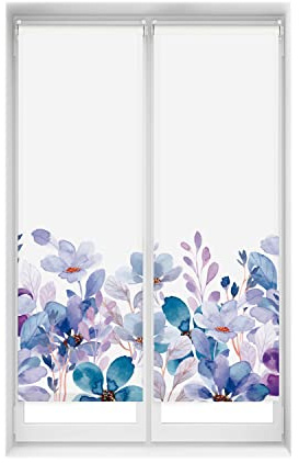 Blindecor Duo Relax | 2er-Pack Verdunkelungsrollos ohne Bohren Easy Fix Digitaldruck | Modell Vilotet Garden | 50 x 150 cm (Breite x Höhe) Stoffgröße 47 x 145 cm