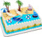 Morofme Strandkorb, Regenschirm, Kuchendekoration, 13 Stück, Strand, Sommer, Ozean, Cupcake-Topper für Schwimmbad, tropisch, hawaiianisch, Aloha, Luau, Geburtstag, Babyparty, Hochzeit