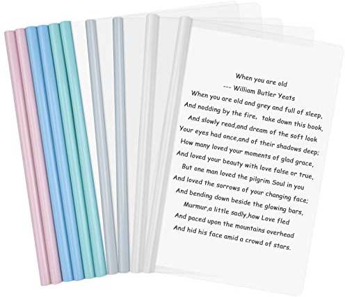 10 Stück A4 Dokumente Dateien Bericht Abdeckungen mit Schiebe Bar, Klar Schiebestab Datei Ordner Sliding Bar Binder, A4 Kunststoff Schiebe Ordner Für Zuhause Büro Schule (Hell)
